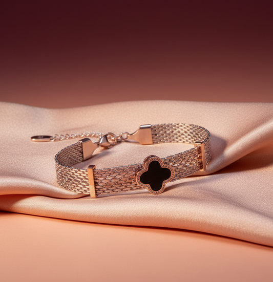 CLOVER MESH CHAIN BRACELET SILVER