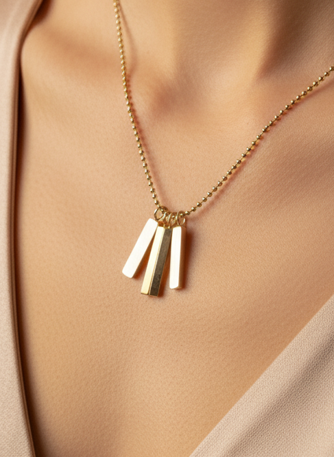 24K GOLDEN TRIPLET BRICK PENDANT