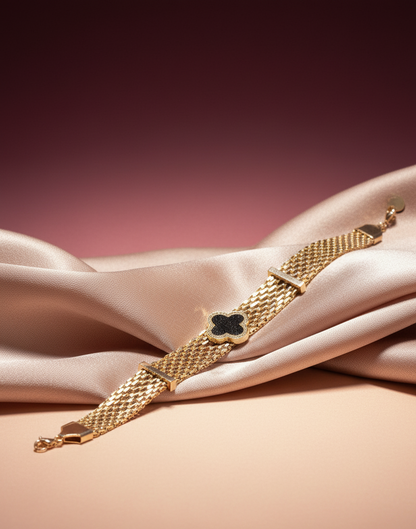 CLOVER MESH CHAIN BRACELET GOLD