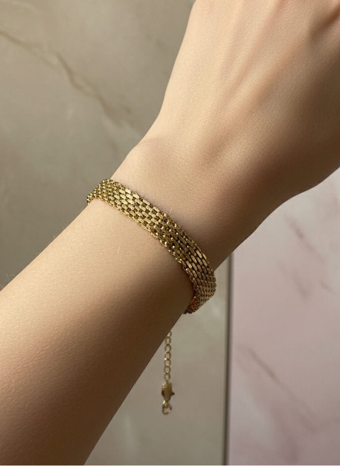 24K GOLD MESH CHAIN BRACELET
