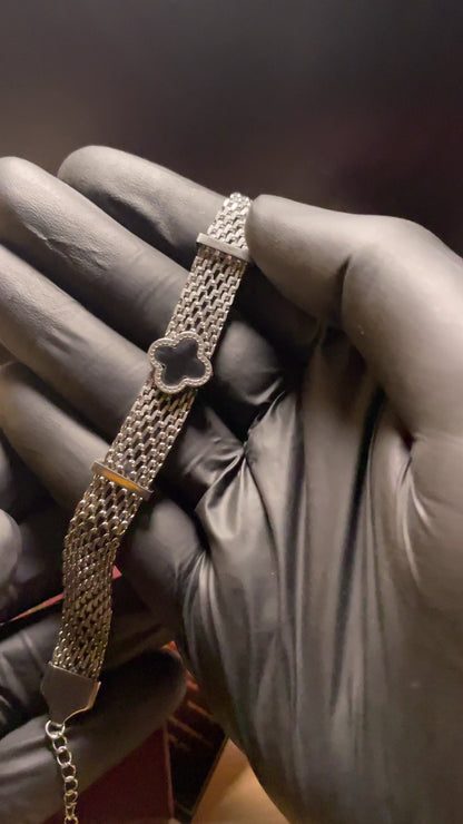 CLOVER MESH CHAIN BRACELET SILVER