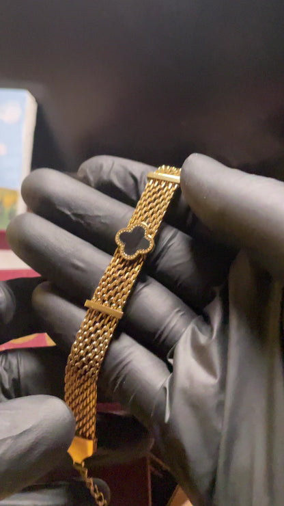 CLOVER MESH CHAIN BRACELET GOLD