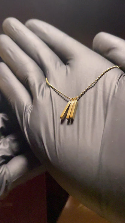 24K GOLDEN TRIPLET BRICK PENDANT